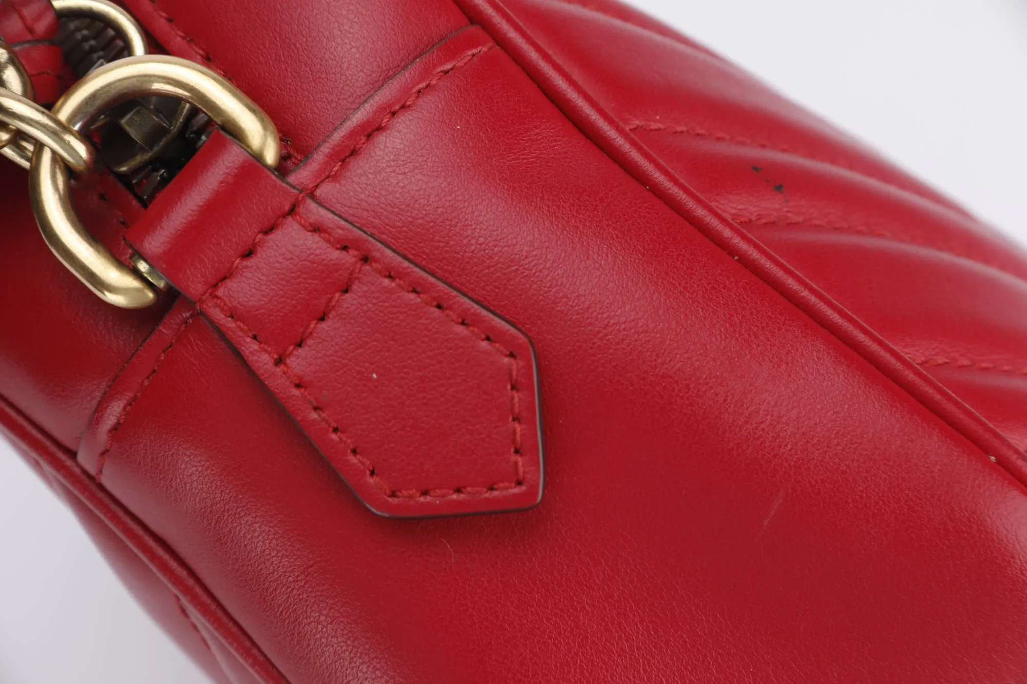 Gucci GG Marmont Shoulder Bag (447632 204991) Red Color Leather, Gold Hardware, no Dust Cover