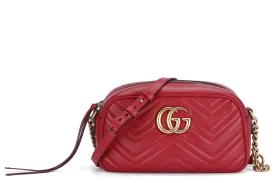 Gucci GG Marmont Shoulder Bag (447632 204991) Red Color Leather, Gold Hardware, no Dust Cover