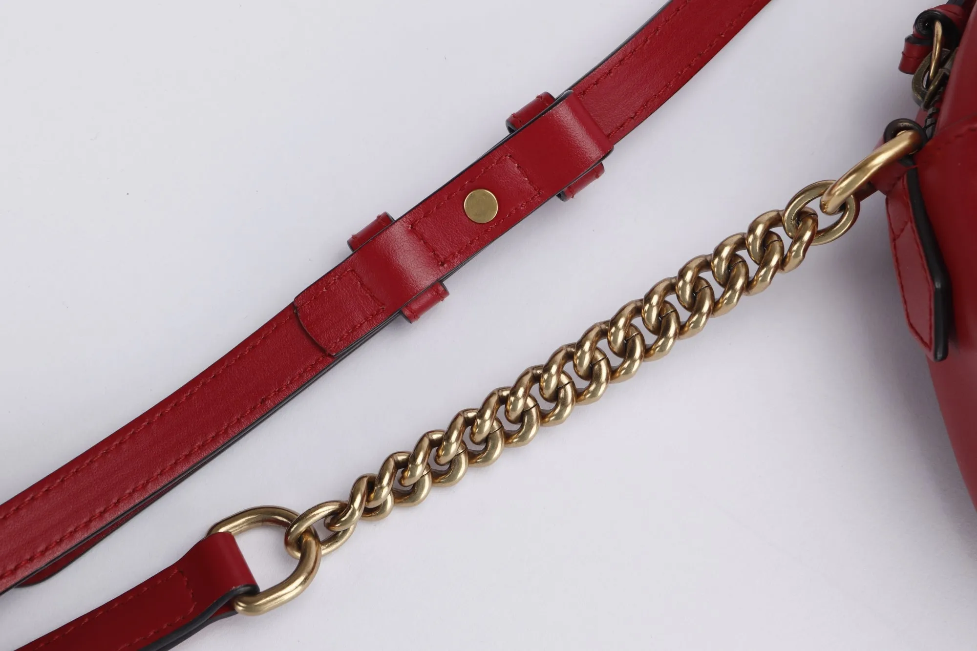 Gucci GG Marmont Shoulder Bag (447632 204991) Red Color Leather, Gold Hardware, no Dust Cover
