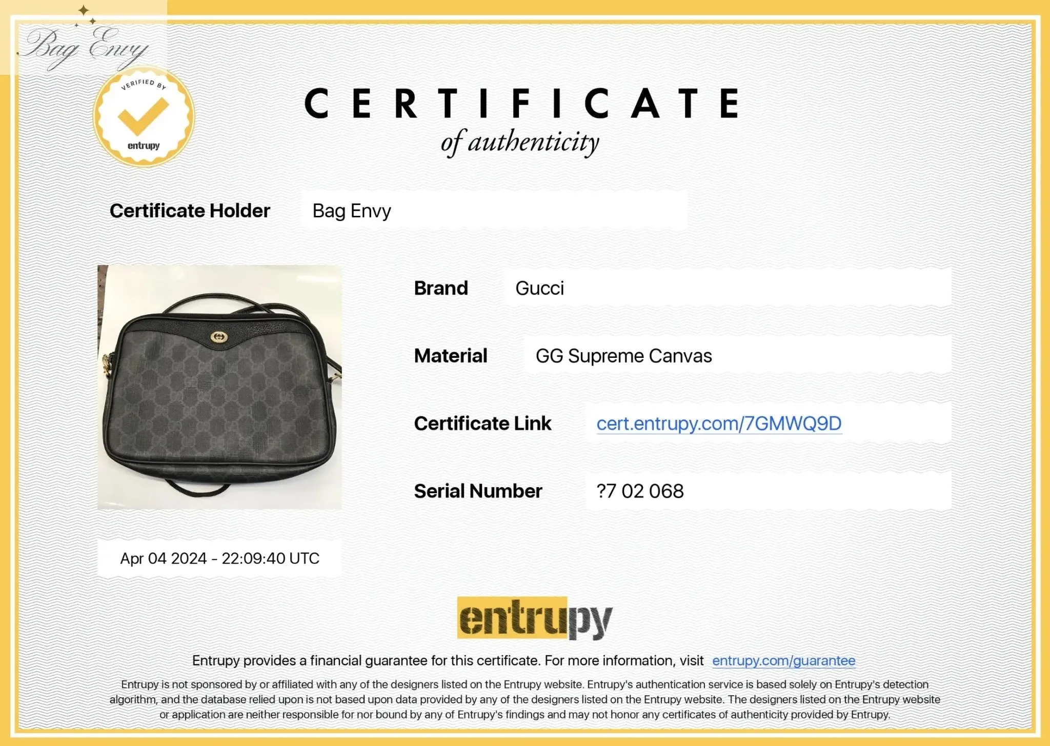 GUCCI GG Supreme Coated Canvas Crossbody Bag