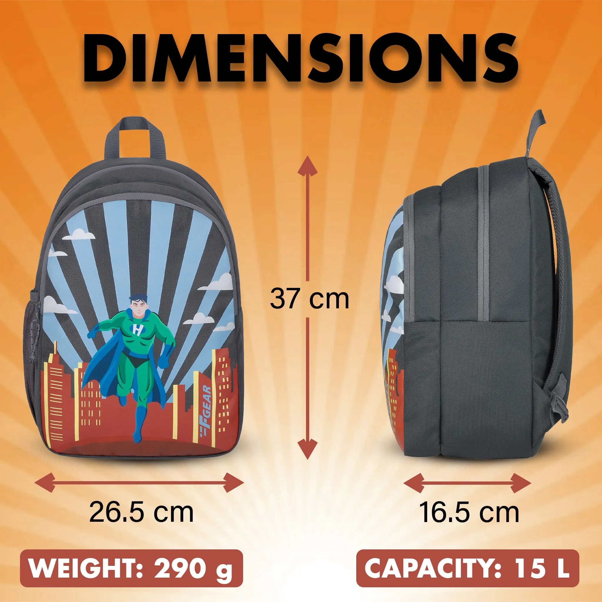 Hero 15L Grey Kids Backpack