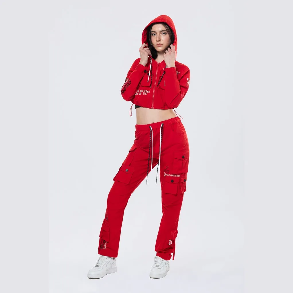 Hooded Utility Full Zip Jacket - True Red