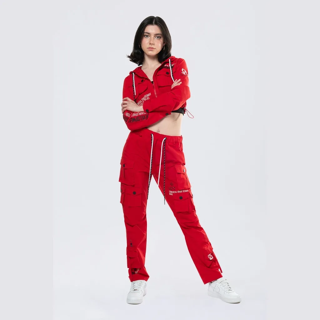 Hooded Utility Full Zip Jacket - True Red