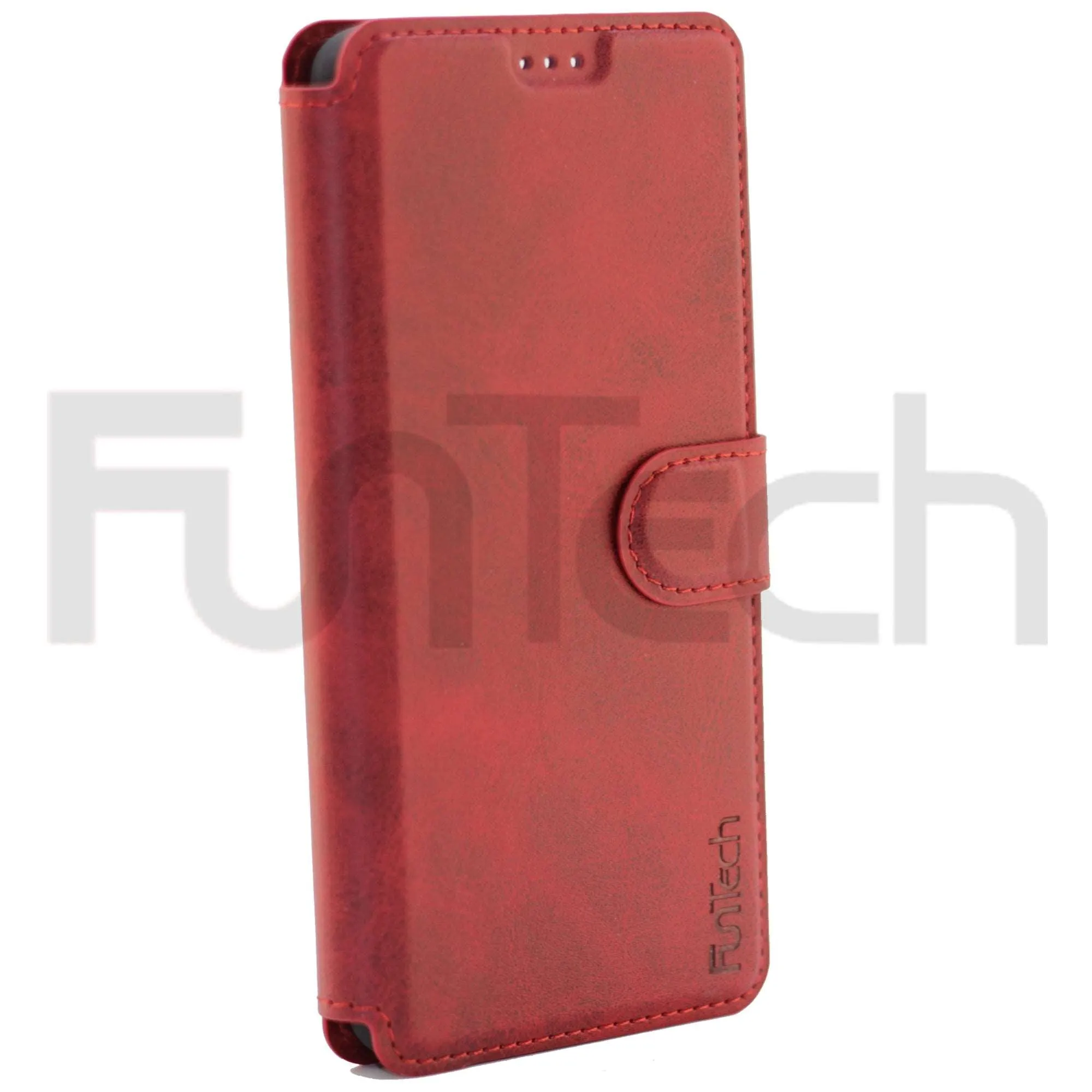 Huawei P40 Pro, Leather Wallet Case, Color Red,
