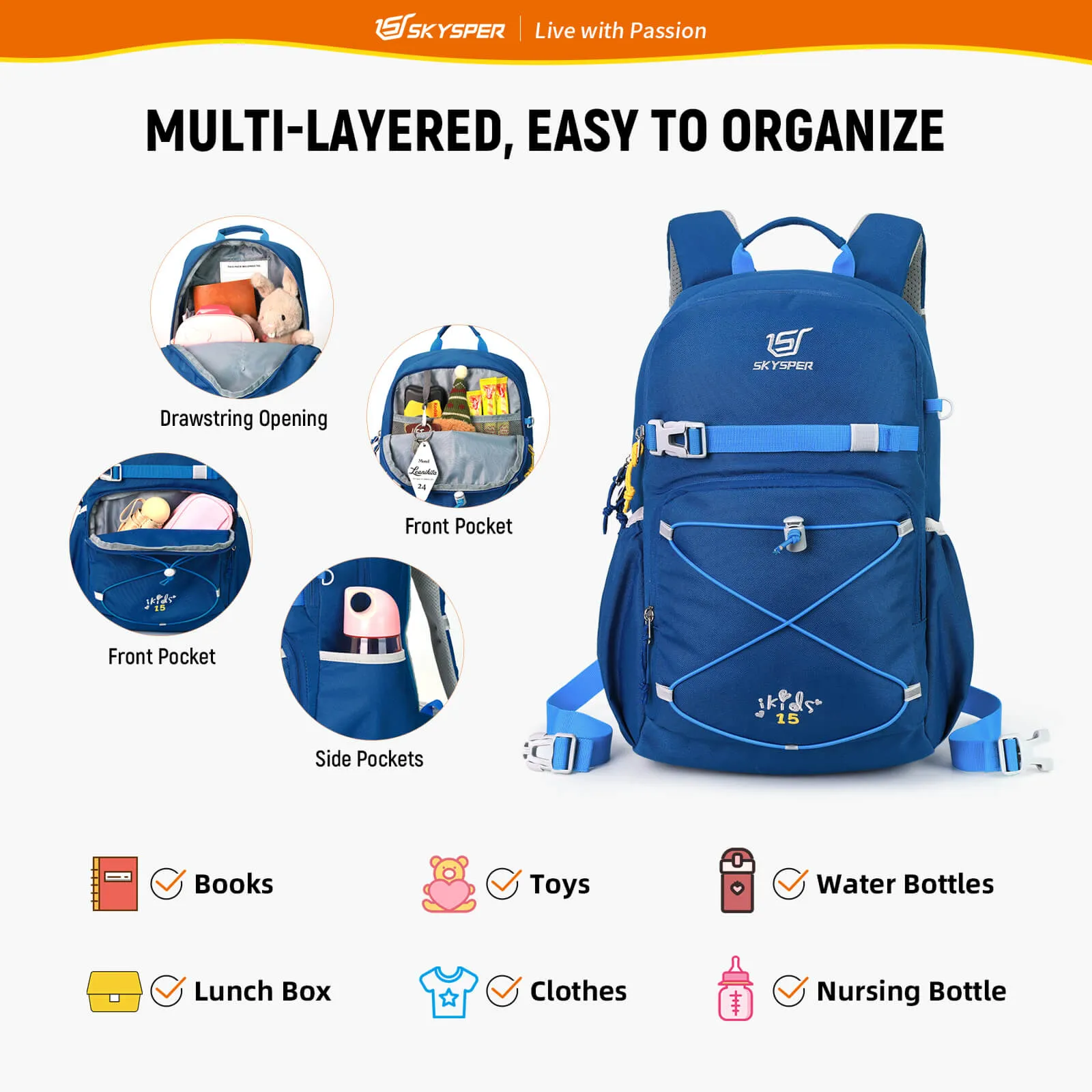 iKIDS15 - SKYSPER 15.75-inch Kids Backpack for 6 - 9 Years Old