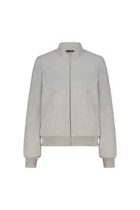 JASIONE GRAY WOOL-CASHMERE BLEND TWEED BOMBER JACKET