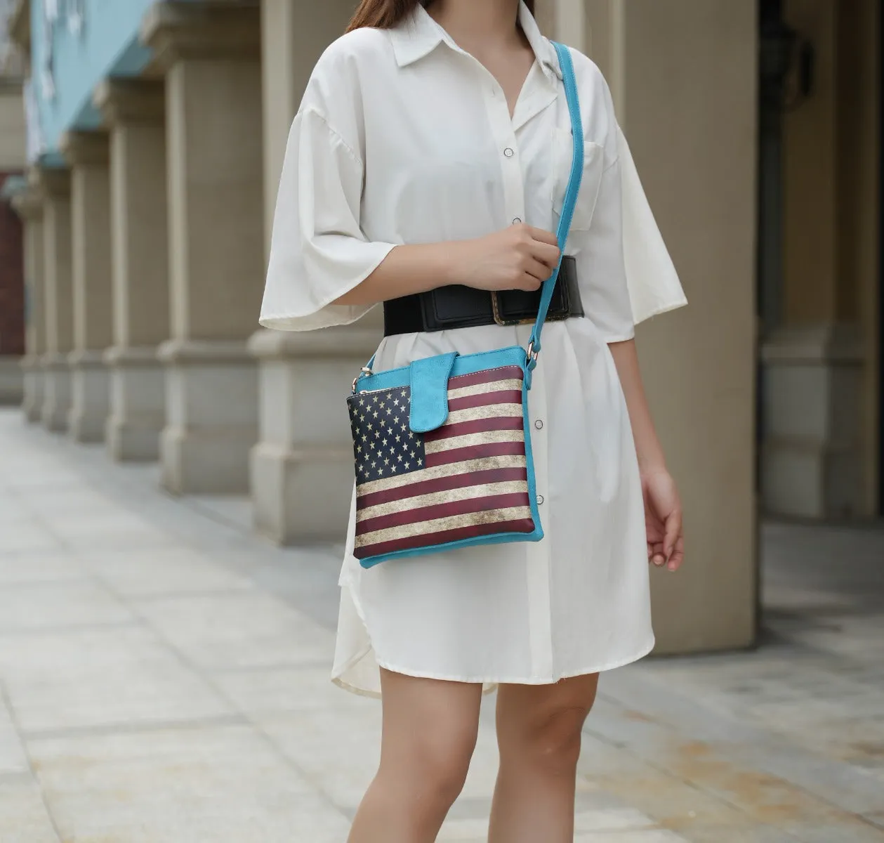 Josephine Printed Flag Crossbody Bag