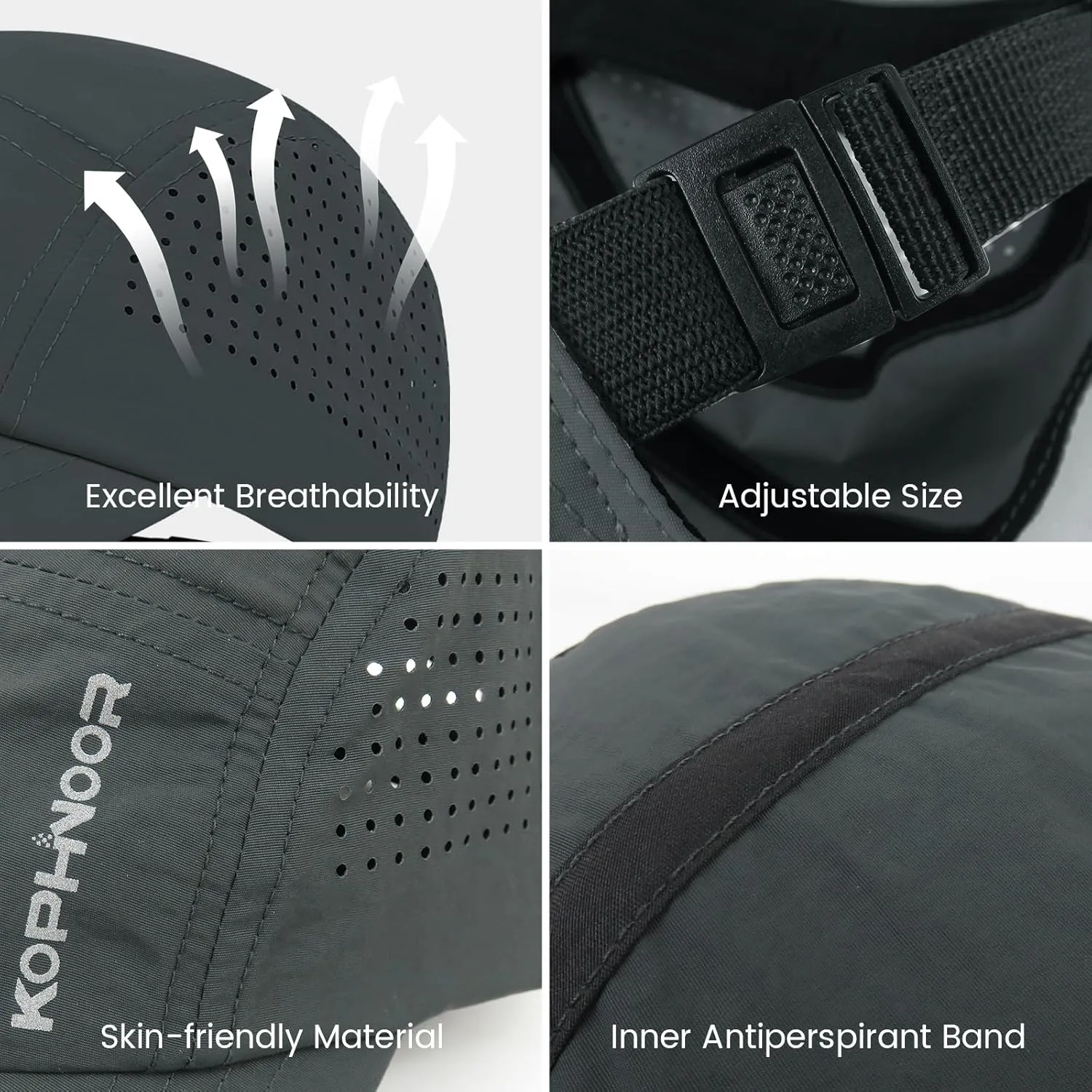 KOPHINOOR Baseball Cap Cooling Hat, Reflective Golf Running Hat for Men Women, Foldable Performance Hat for Outdoors