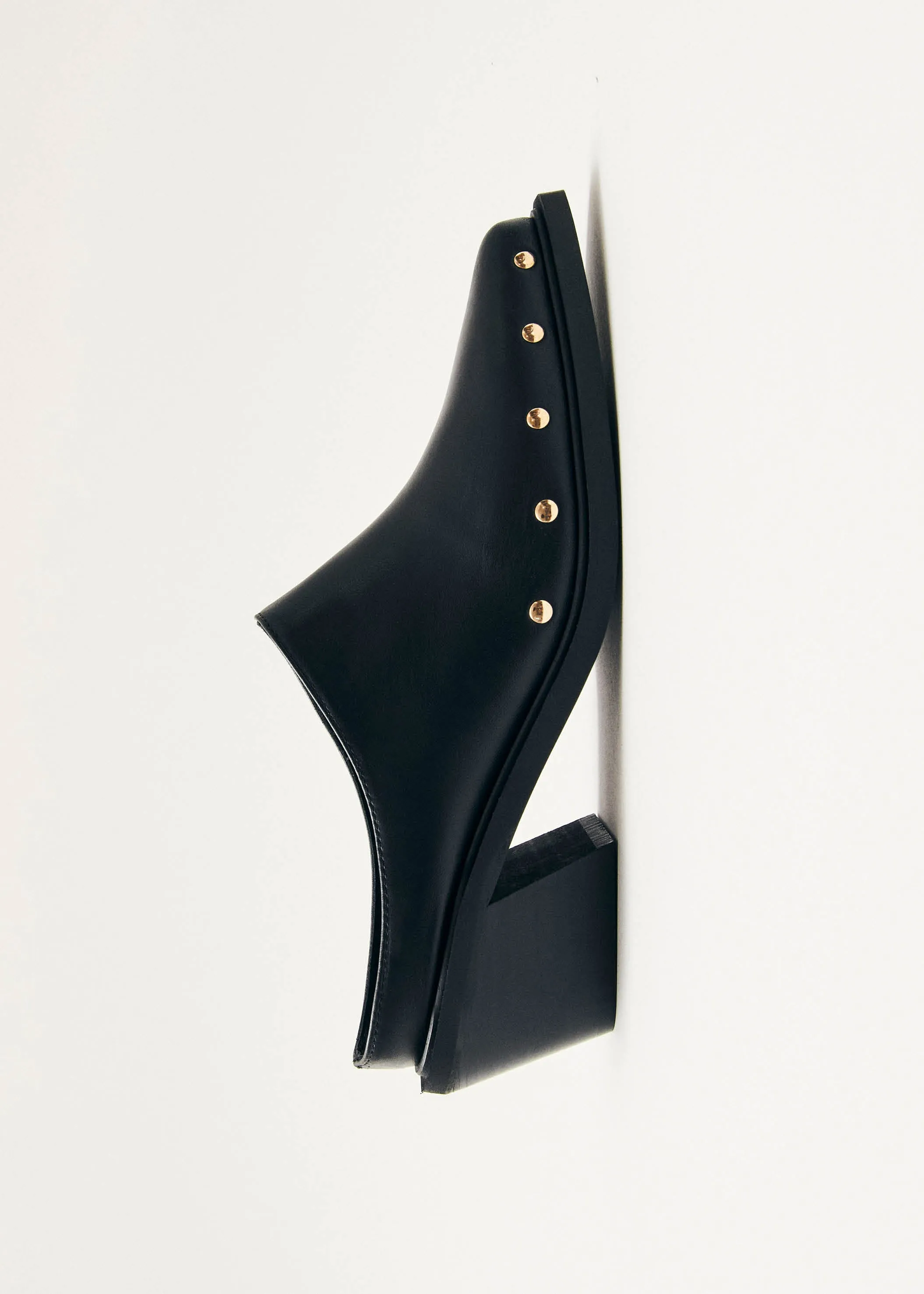 Lorenzo Black Leather Mules