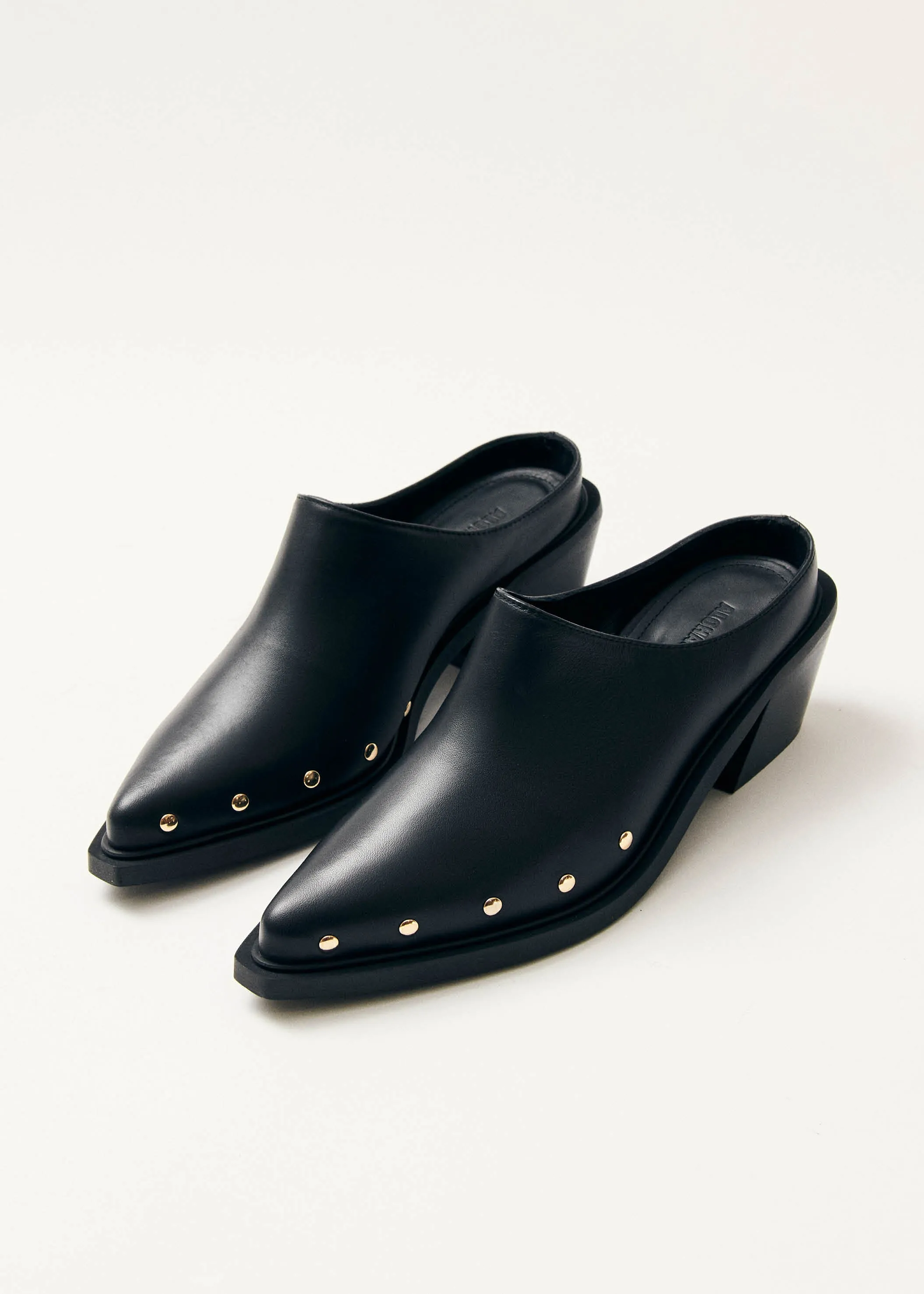 Lorenzo Black Leather Mules