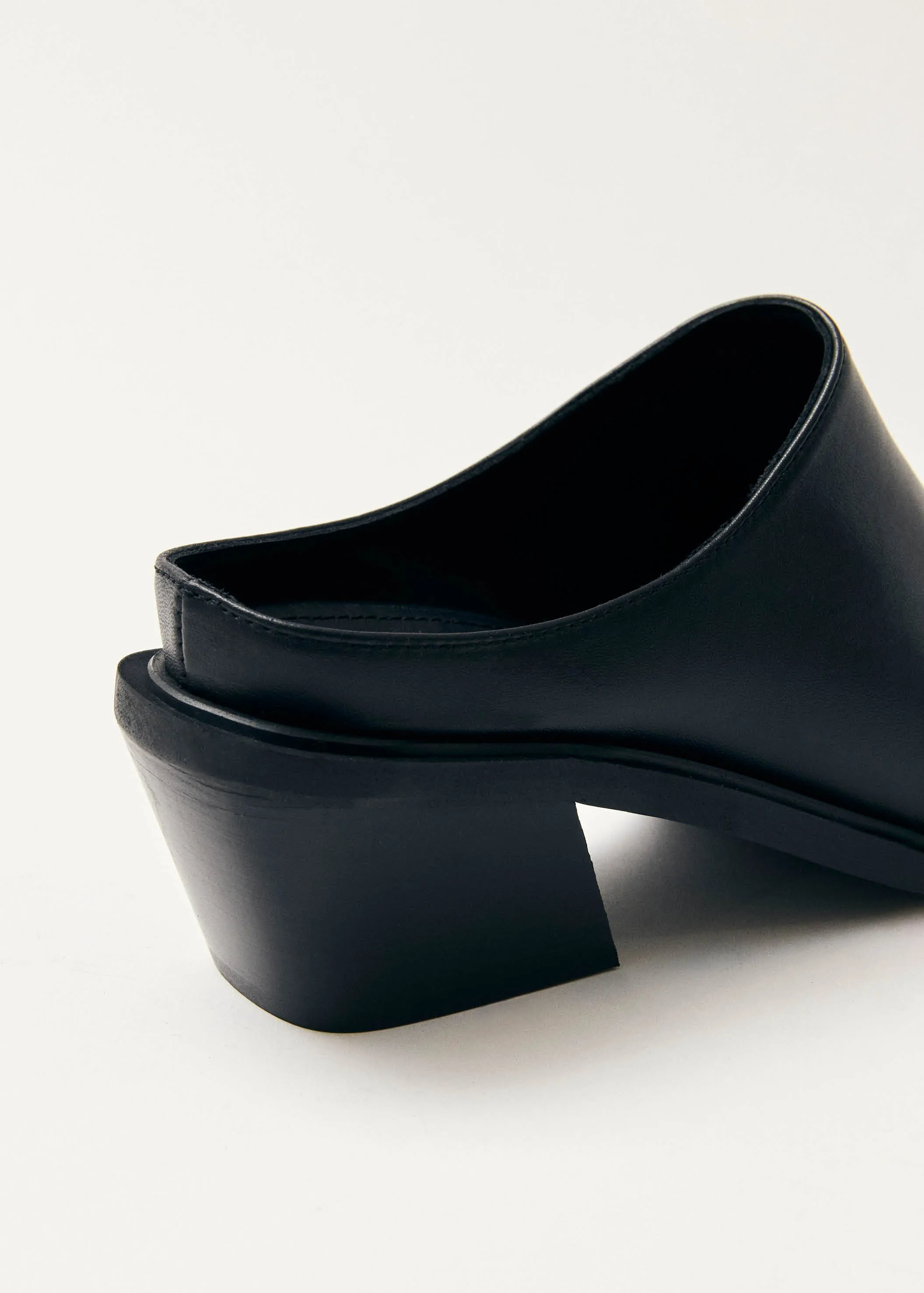 Lorenzo Black Leather Mules