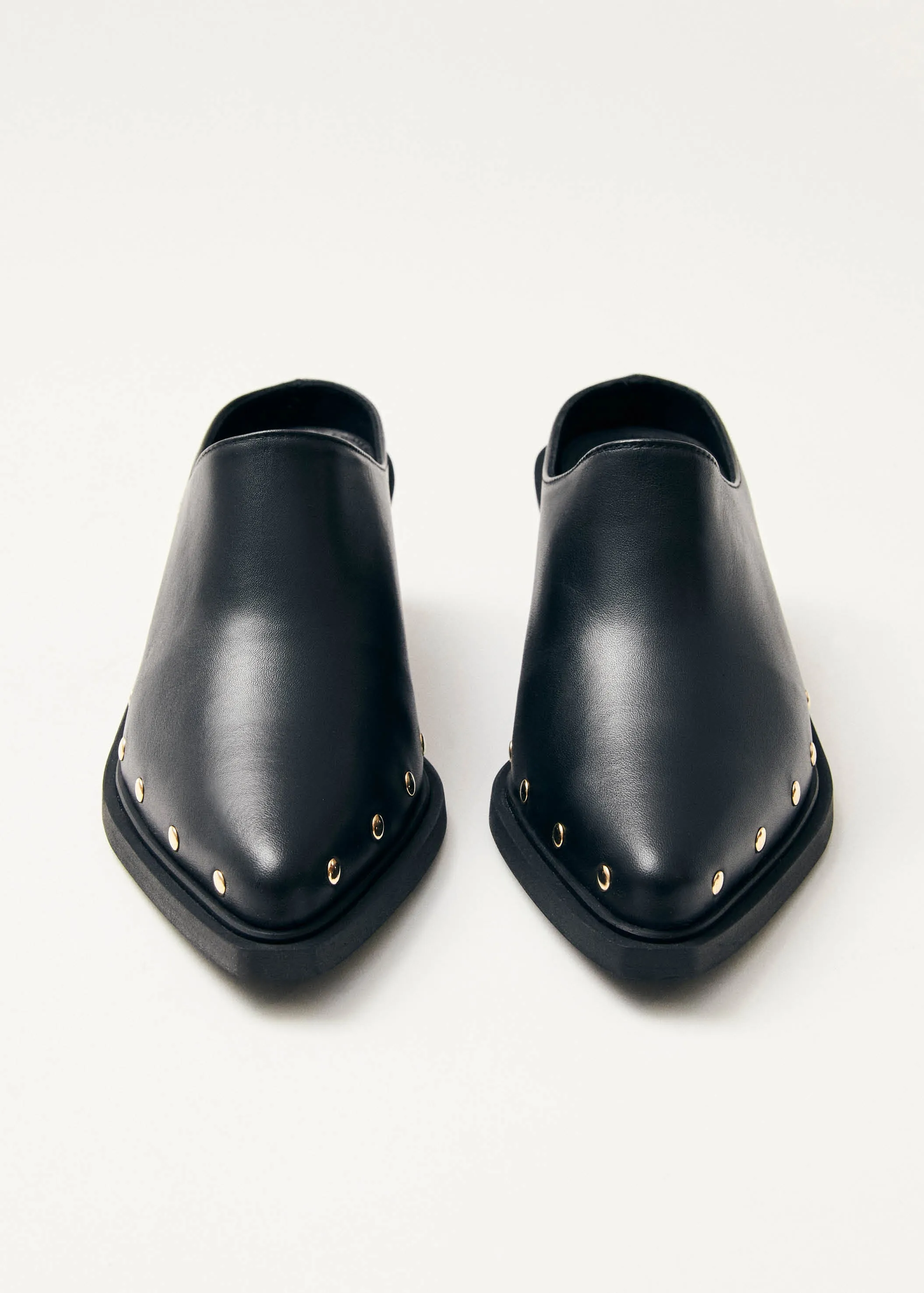 Lorenzo Black Leather Mules