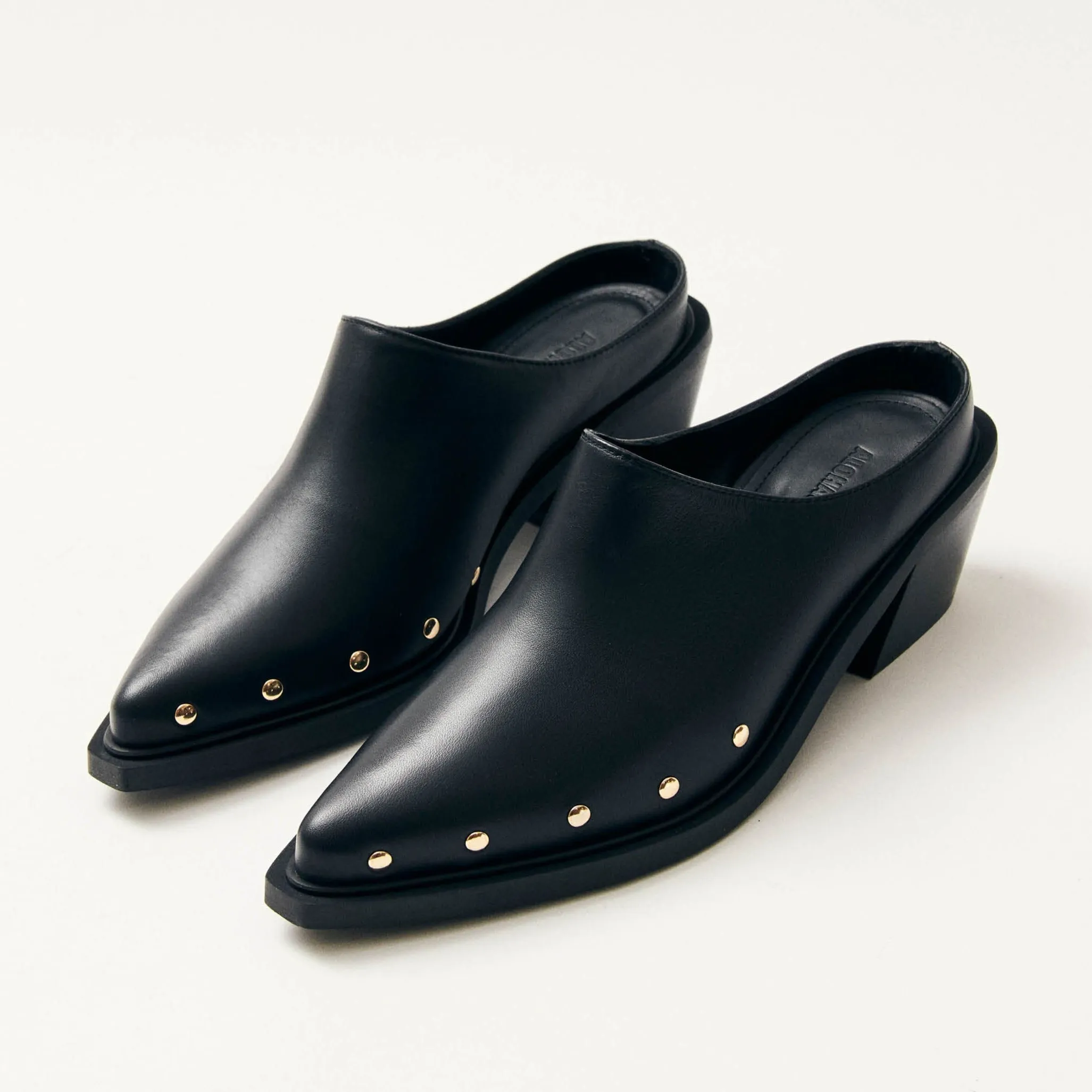 Lorenzo Black Leather Mules