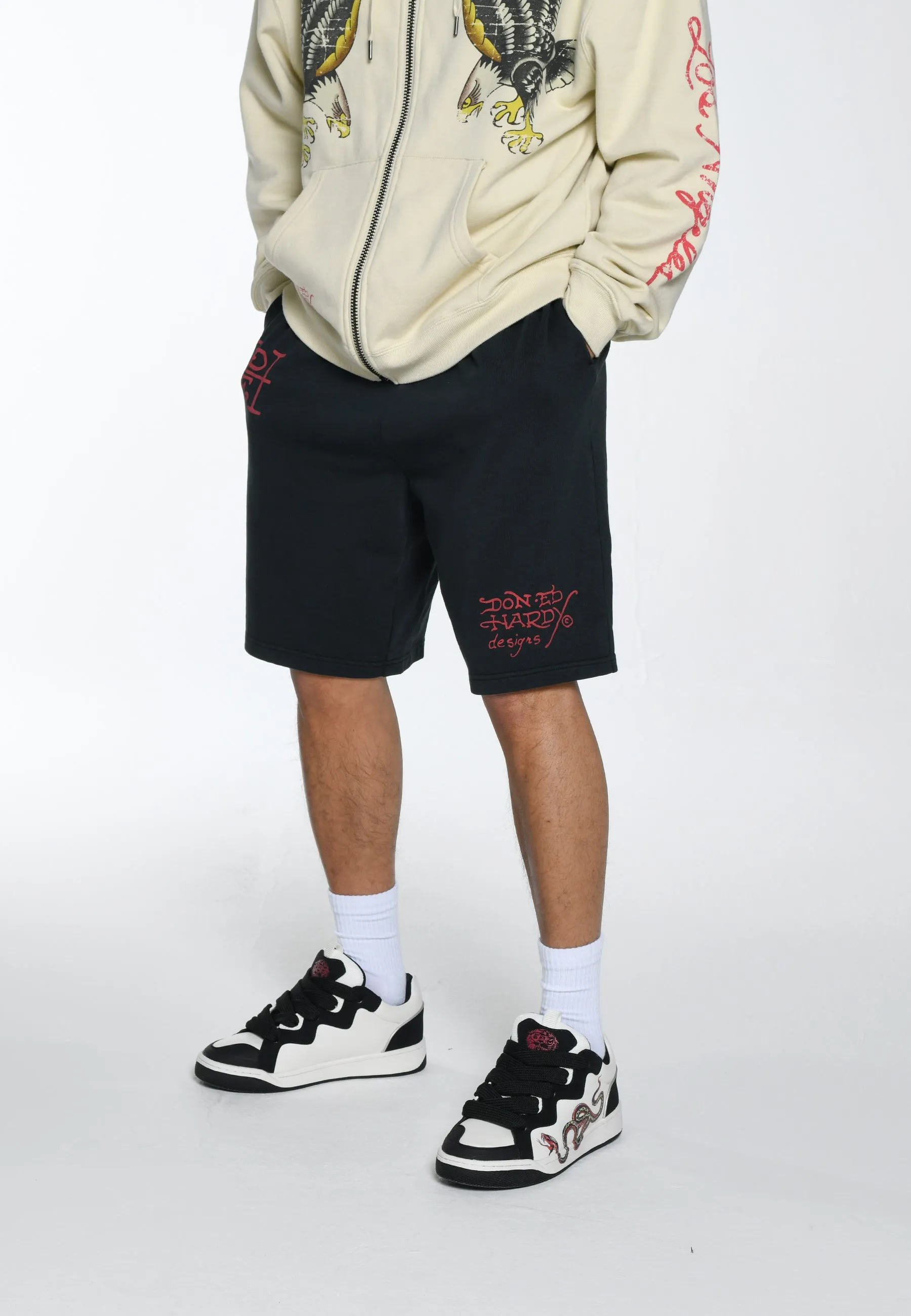 Mens True Till Death Sweat Shorts - Washed Black