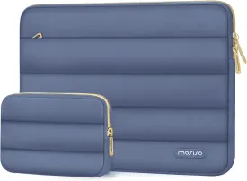 MOSISO 13-14 inch Laptop Case, 13.3 inch Puffy Laptop Sleeve Compatible with MacBook Air 13 13.6 M3 M2 M1/Pro 13/Pro 14, HP, Dell, ASUS, Lenovo, Polyester Horizontal Bag with Small Case, Lavender Gray