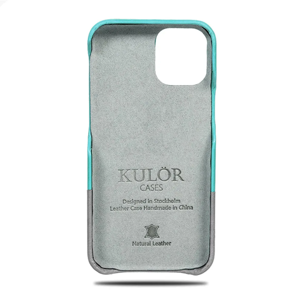 Ocean Blue & Pebble Gray iPhone 14 Pro Max Leather Case with MagSafe