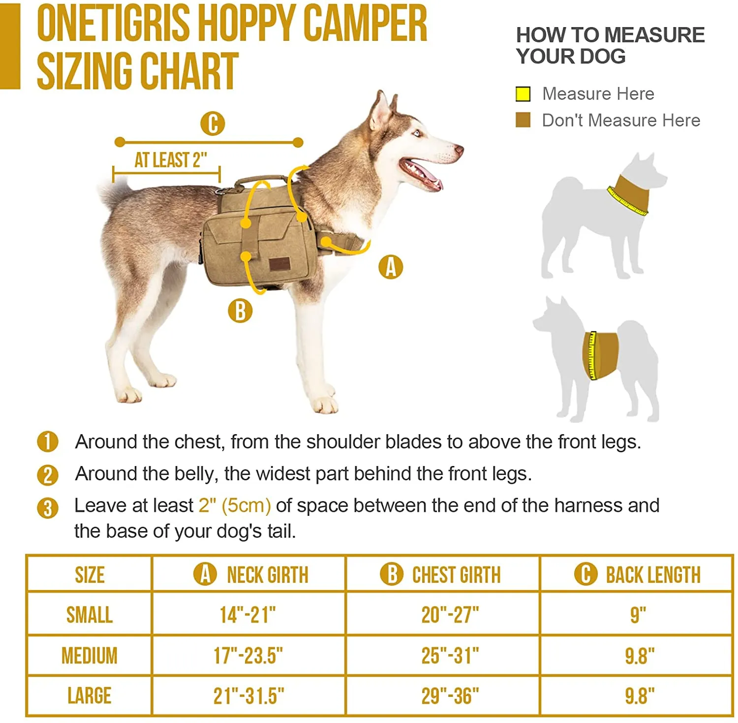 Onetigris Dog Pack Hound Travel Camping Hiking Backpack Saddle Bag Rucksack for Medium & Large Dog (Brown, Large)
