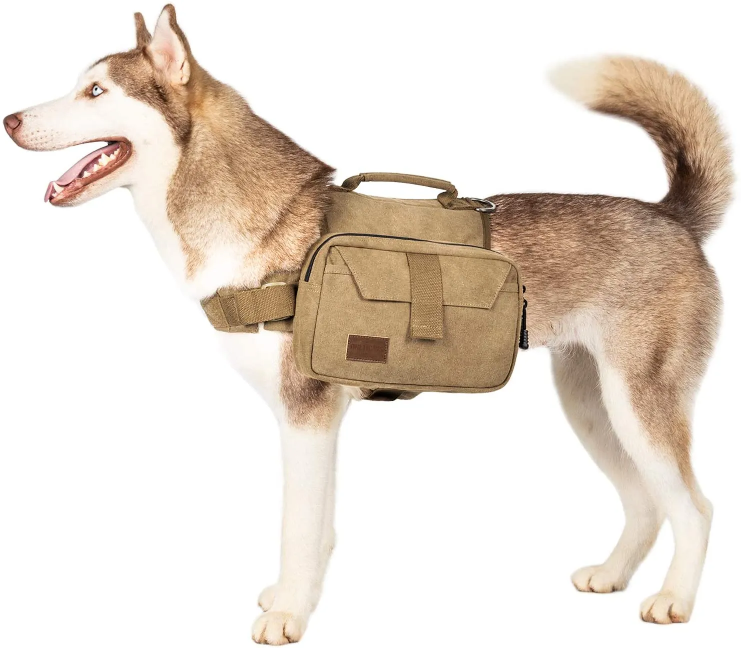 Onetigris Dog Pack Hound Travel Camping Hiking Backpack Saddle Bag Rucksack for Medium & Large Dog (Brown, Large)