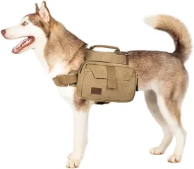 Onetigris Dog Pack Hound Travel Camping Hiking Backpack Saddle Bag Rucksack for Medium & Large Dog (Brown, Large)