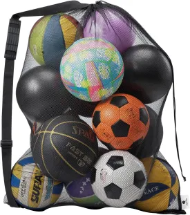 OrgaWise Heavy Duty Mesh Ball Bag,Basketball Bag for Balls,Ball Bags Mesh for Soccer/Volleyball/Football (School/Home/Park/Garage/Beach)