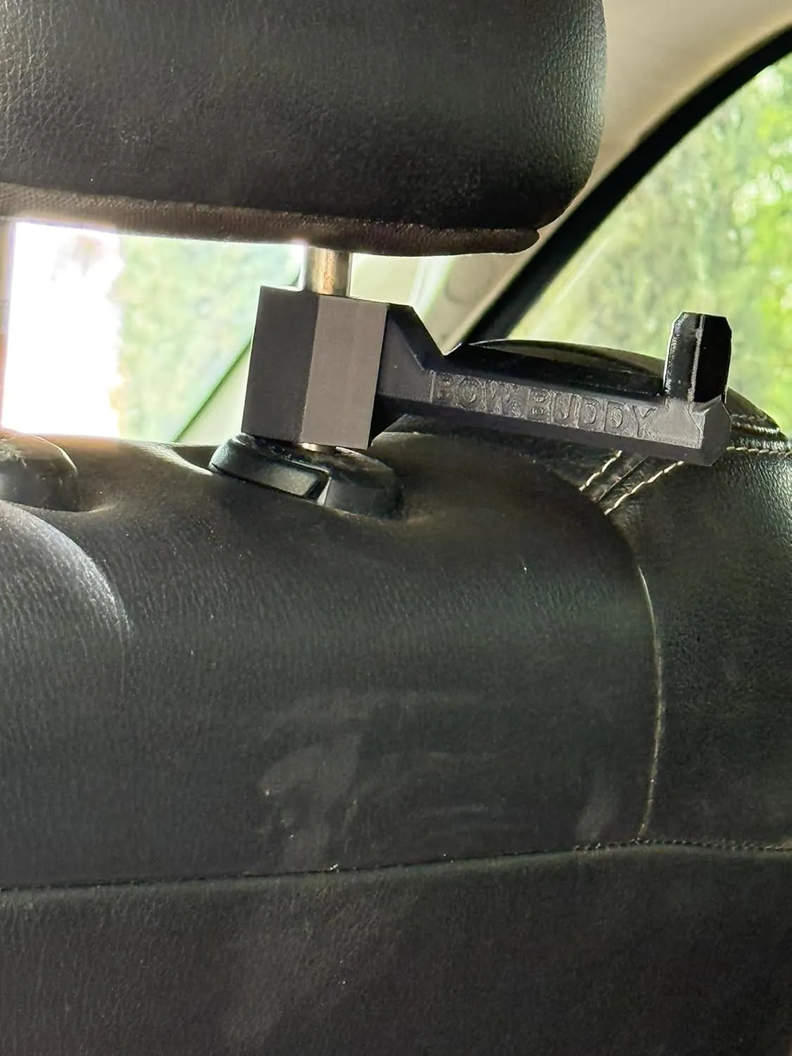 Original Bow Buddy  Headrest-Mounted Bow and Gear Hanger for Trucks & SUVs  Holds Bows, Backpacks, Hats, and More  Rubber Protector and Spacer Ring Included | Made in USA | No-Tool Install