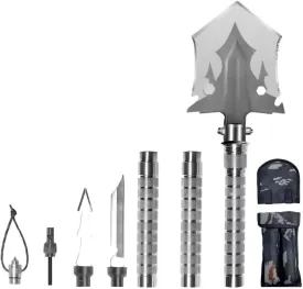 Outdoor Camping Stainless Steel Three Section Engineering Shovel,Shovel Multi-Function Portable Soldier Shovel,Survival-Shovel,Suitable for Gardening,Courtyard Use