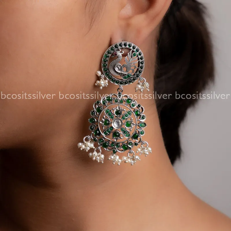 Oxidized Peacock Earring - 222