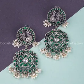 Oxidized Peacock Earring - 222