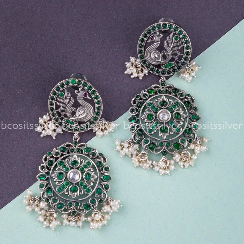 Oxidized Peacock Earring - 222