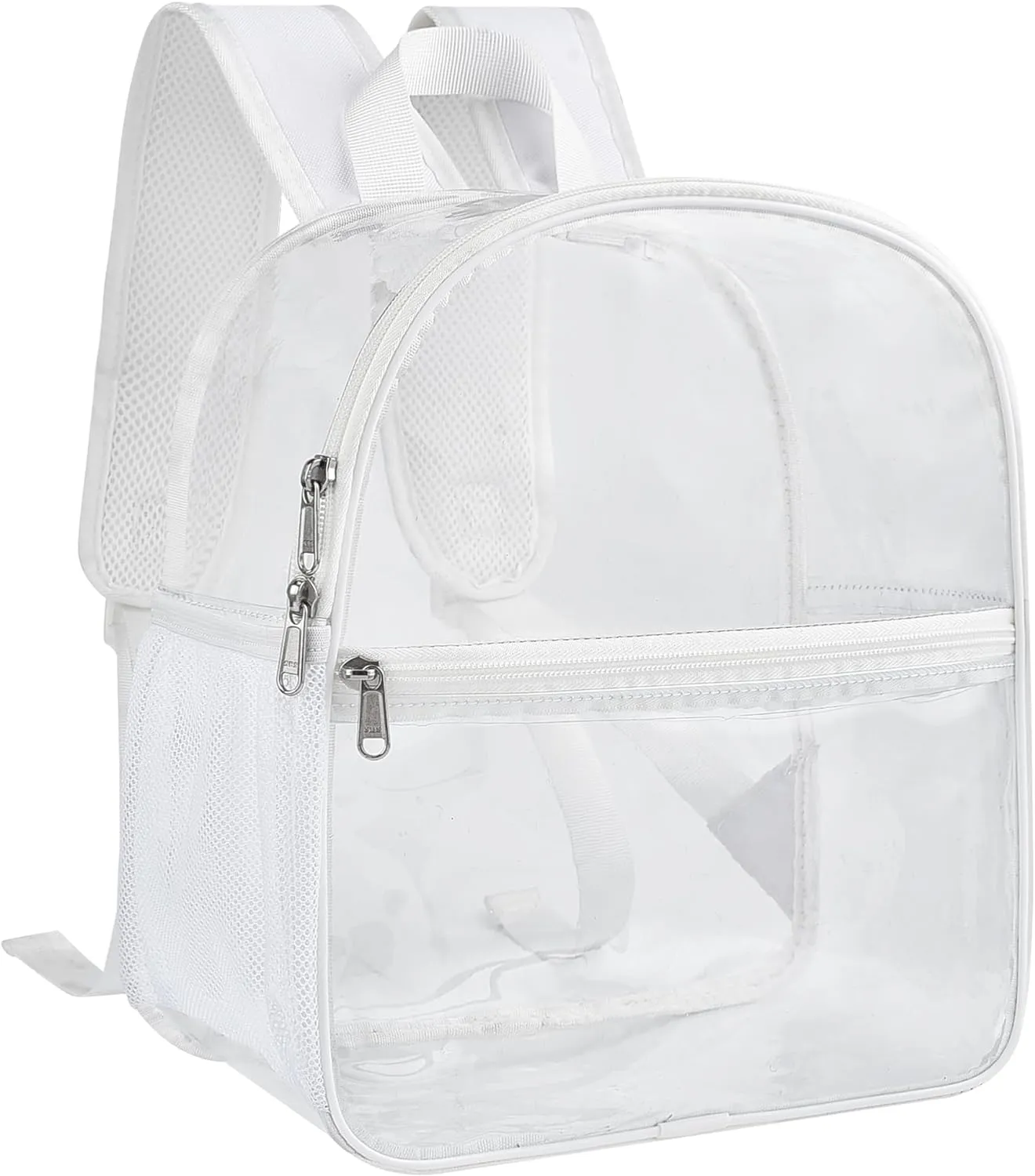 Paxiland Clear Backpack Stadium Approved 12126 with Reinforced and Wider Shoulder Straps, Small Clear Bag for Schools, Concerts, Work, Festivals and Sporting Events - White