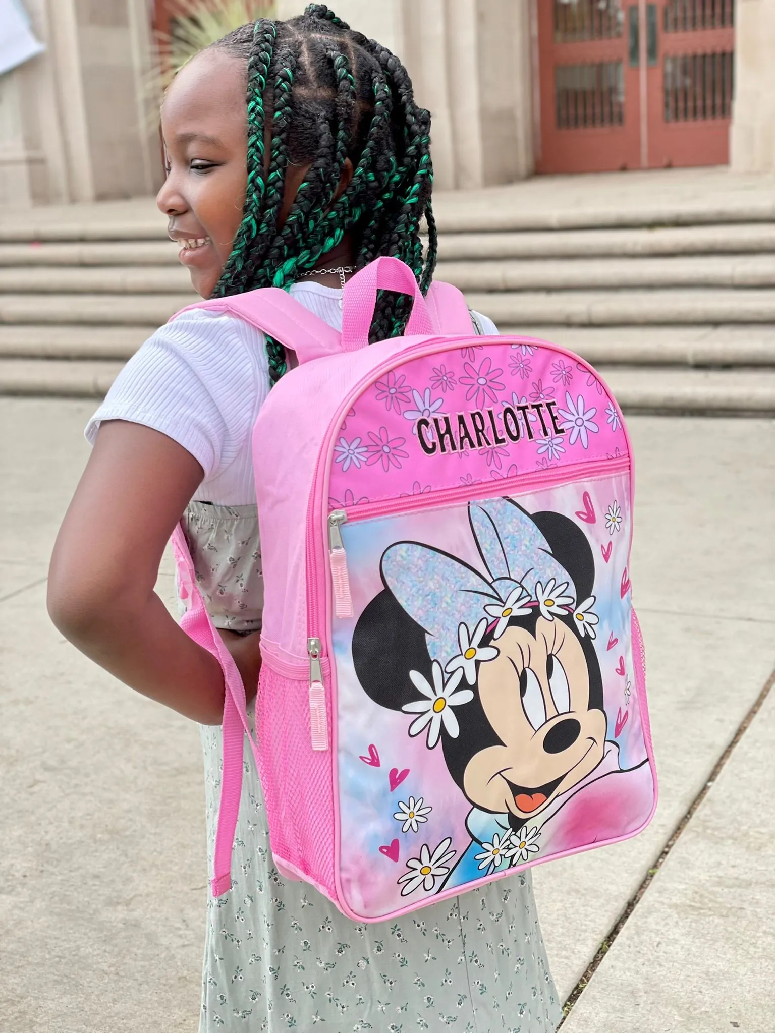 Personalized 16 Inch School Backpack - Minnie Mouse