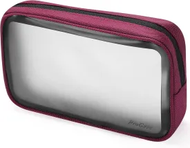 ProCase TSA Approved Travel Toiletry Bag Pouch, Matte Clear Travel Organizer Airport Carry-On Checkpoint Airline Compliant Storage Bag for Toiletries Liquids Creams and Cosmetics -Red