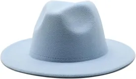 Pulcykp British Hat Men Women Imitation Woolen Winter Felt Hats Fashion Jazz Hat Chapeau Sky Blue 59-60CM