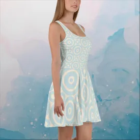 Robins Egg Blue Printed Target Circles Womens Skater Dress