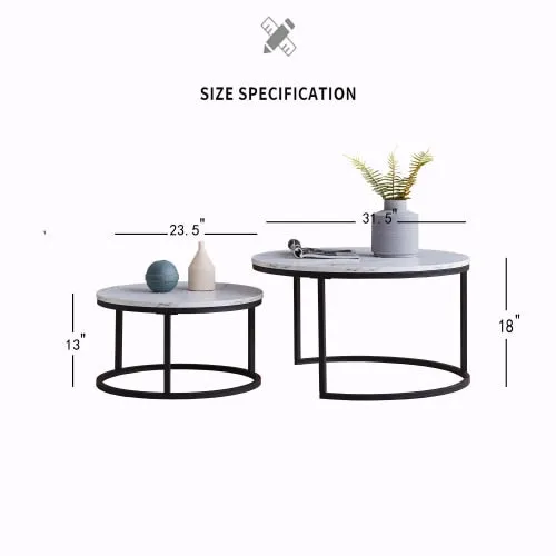 Round Modern Marble Nesting Coffee Table