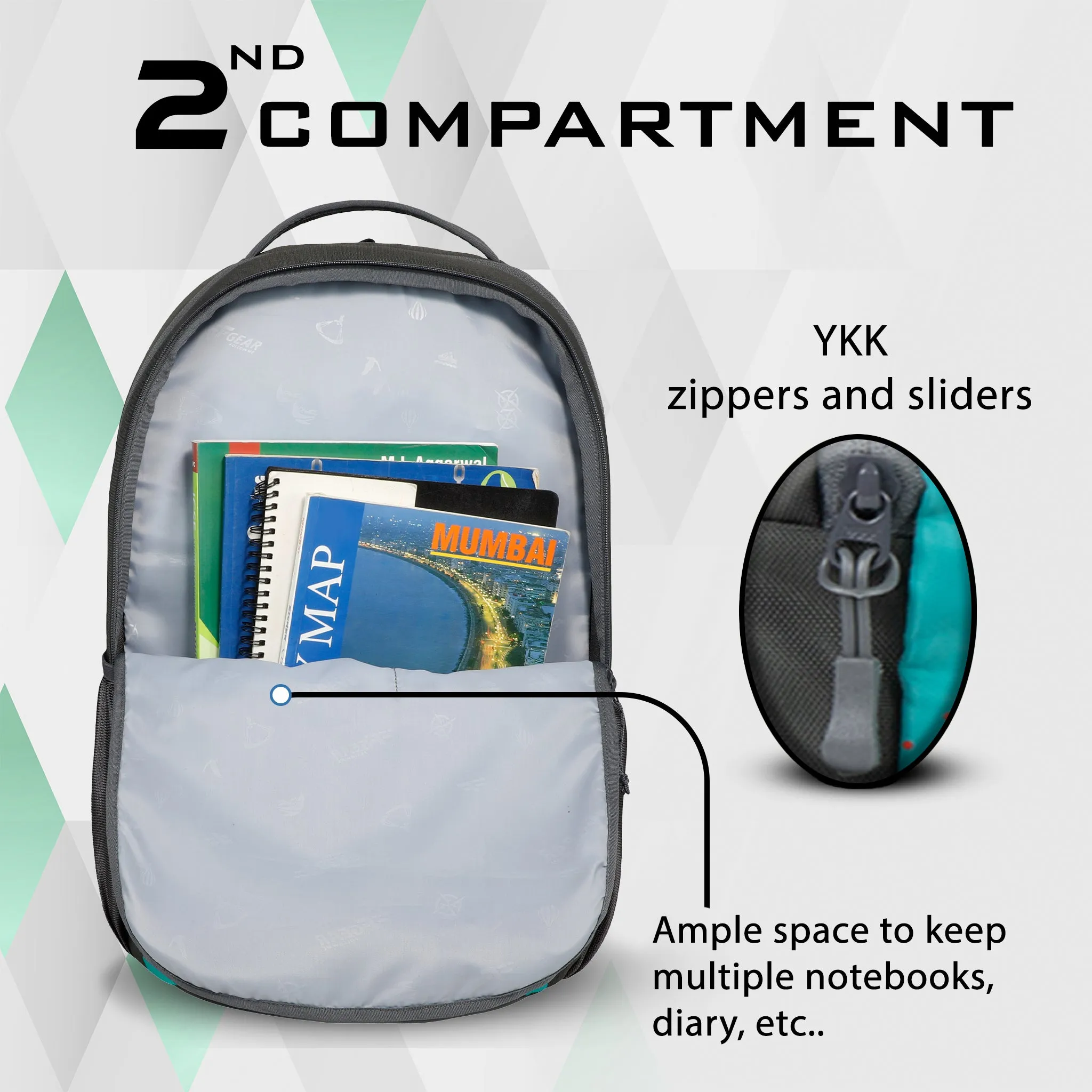 Sarcy 36L Grey Backpack with Raincover