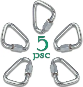 Set of 5 Carabiners for Ninja Slackline. Triangle Shaped Quick Links for Ninja Slackline. Large 5/16" (M8/80mm)