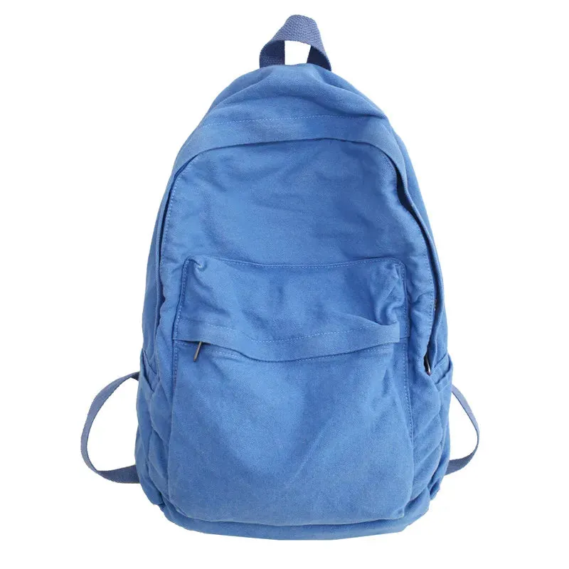 Sohiwoo College Student Fashion Canvas Women Backpack Female Travel Kawaii Rucksack Ladies Backpack Solid Color School Bag Mochilas