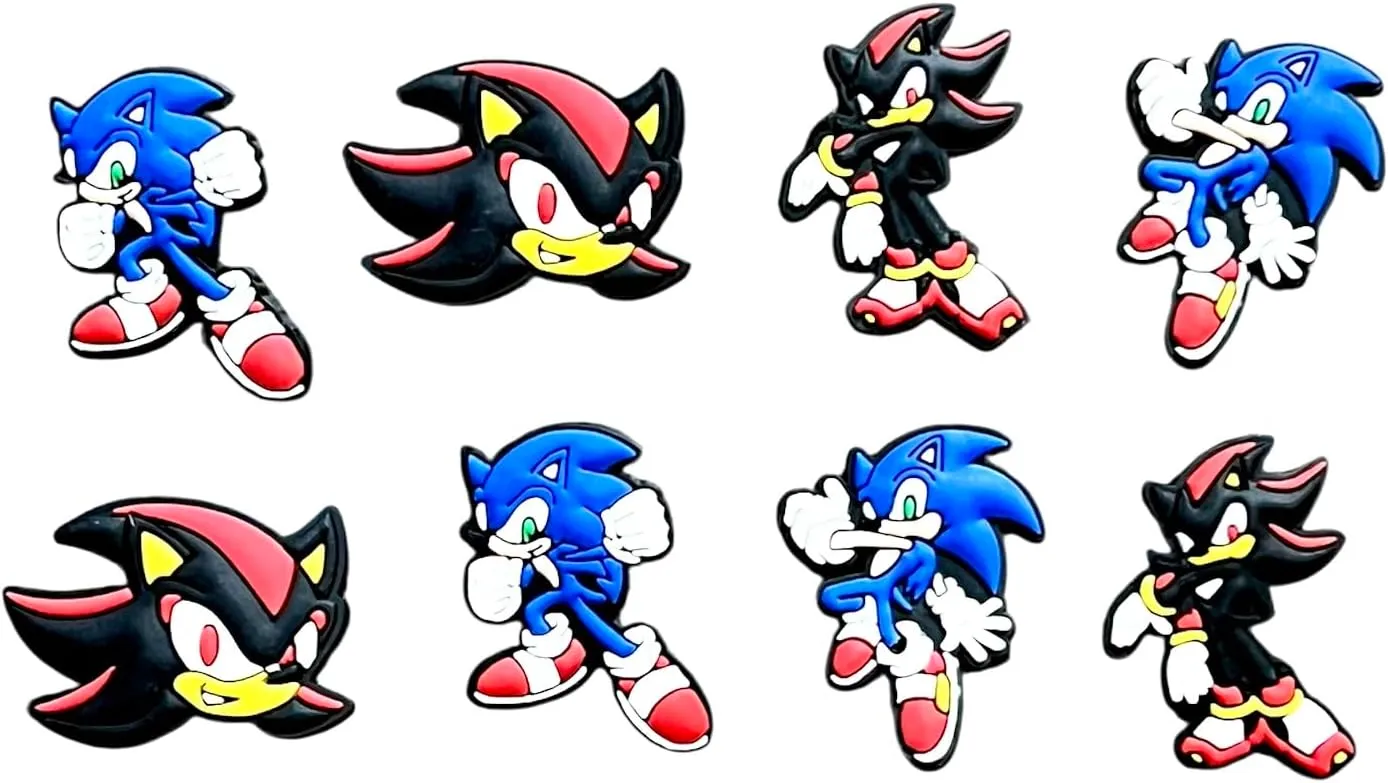 Sonic the Hedgehog and Shadow Video Game Character Shoe Charms, 8-Piece Set