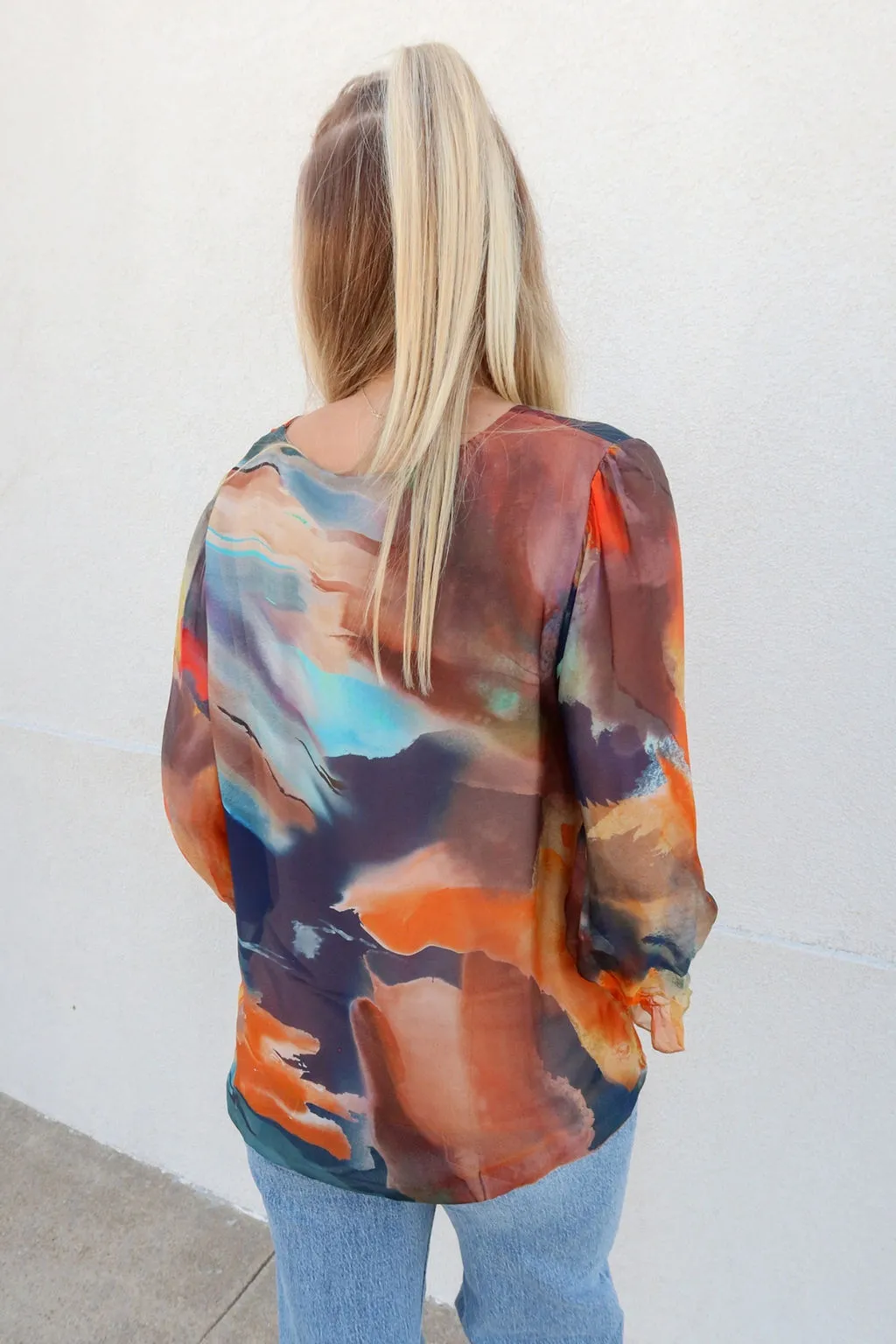 Story Of Style Taupe Printed Top
