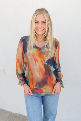 Story Of Style Taupe Printed Top