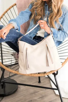Tatum Handbag Purse Shoulder Vegan Tote- Ivory