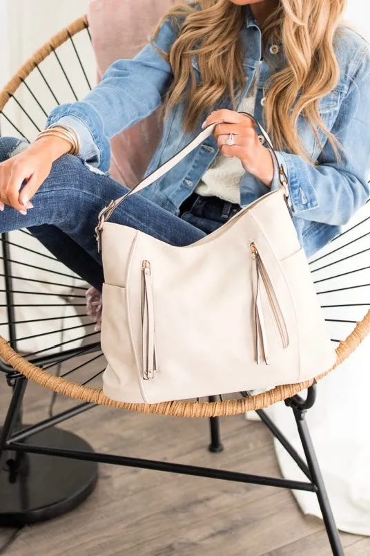 Tatum Handbag Purse Shoulder Vegan Tote- Ivory
