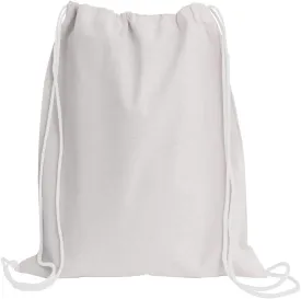 TBF Cotton Drawstring Backpack Gym Sack, Canvas Cinch Sport Pack for Men, Women (White, Set of 12)