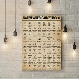 Teesdily | Native American Symbols Vintage Vertical Poster Native American History Wall Art Canvas Native Wall Home Decoration Native Pride Gifts