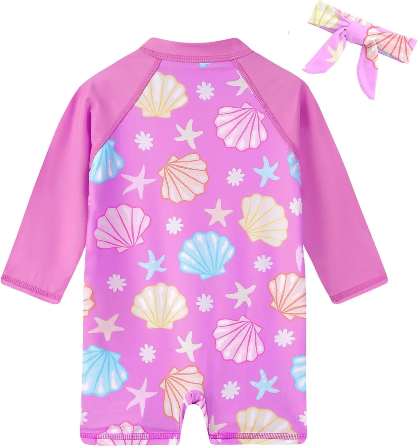 Toddler Baby Girls Swimsuit Long Sleeve Bathing Suit UPF 50  Rash Guard One Piece Zipper Swimwear 6 Months-4 Years