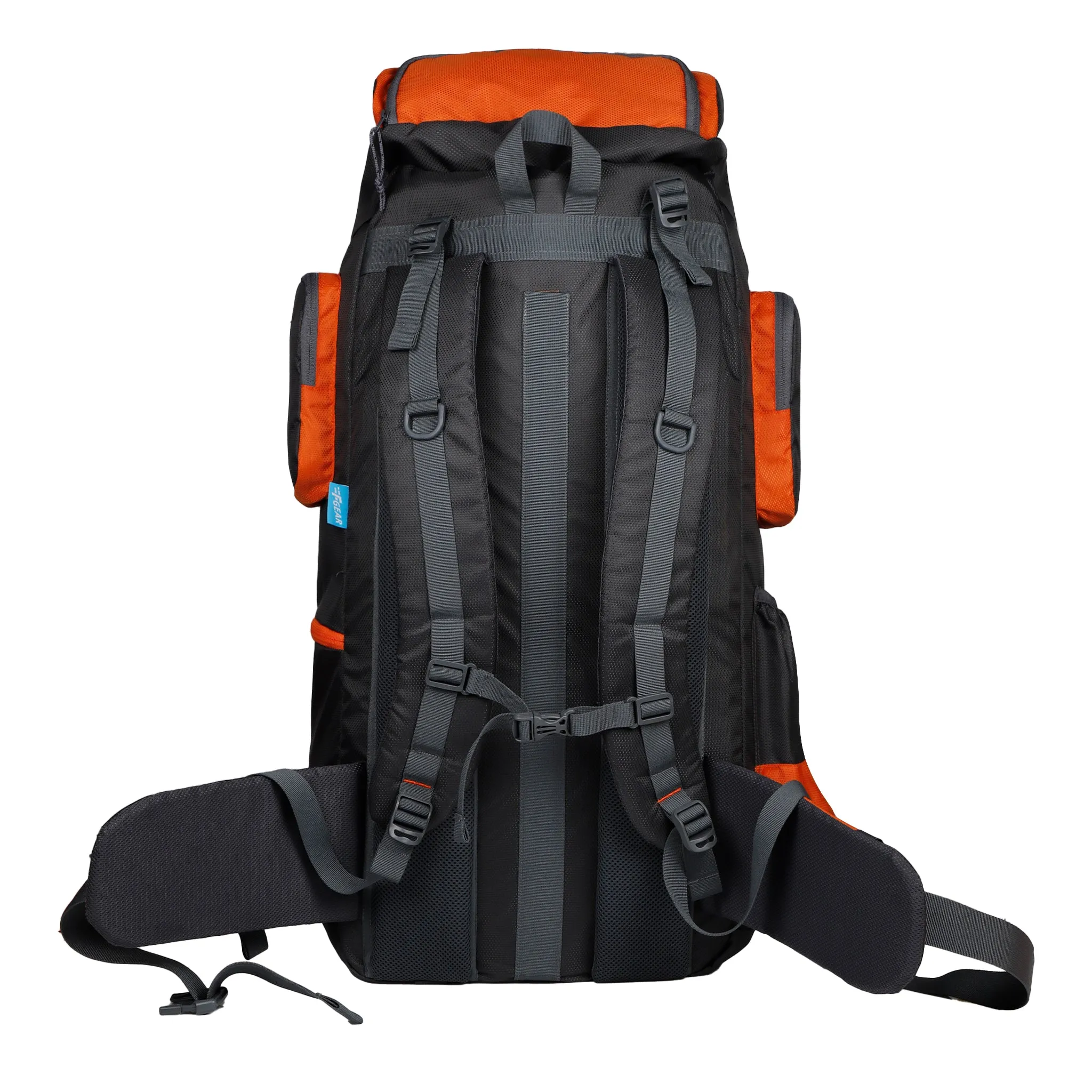 Tomahawk 75L Grey Orange Rucksack with raincover