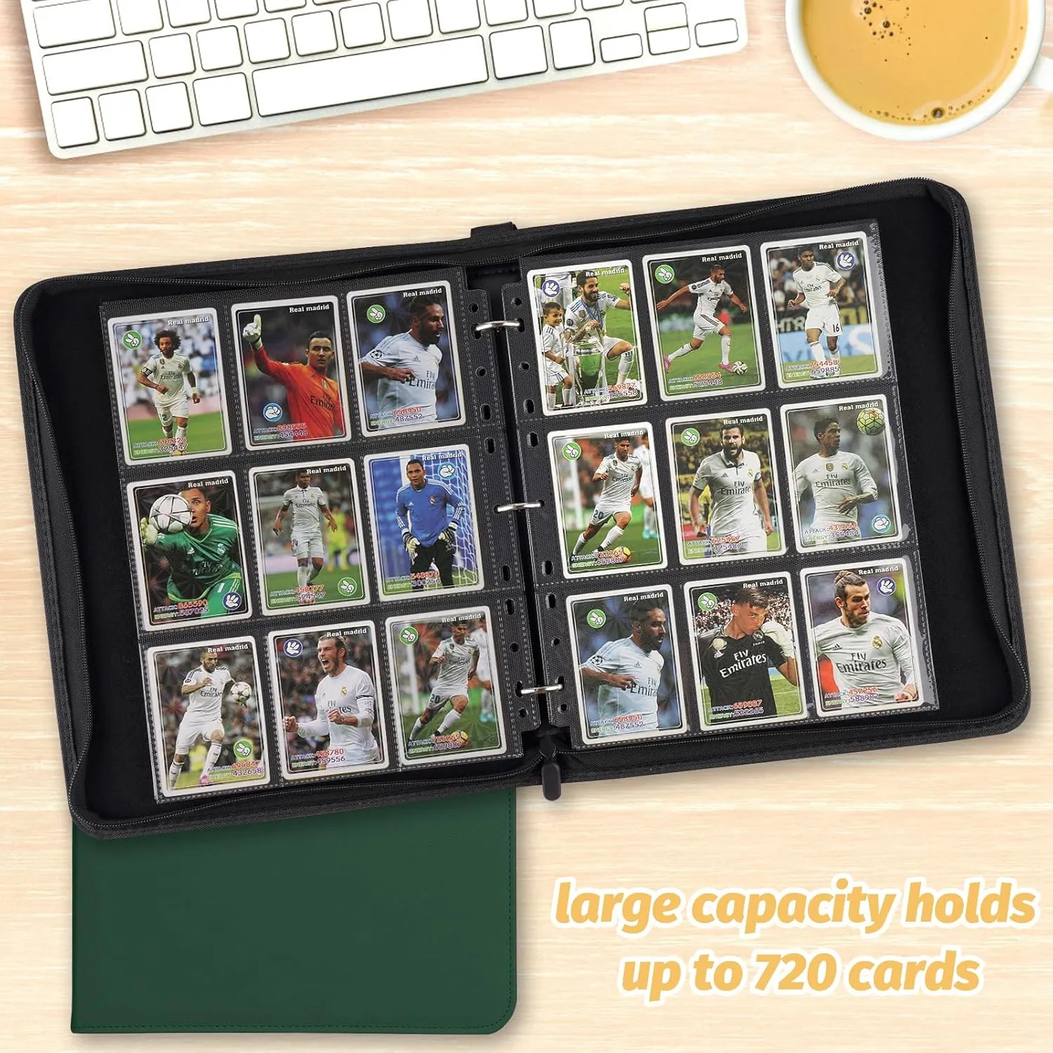Trading Card Binder, 720 Pockets Card Binder, 9-Poccket Sided Pocket Sports Card Binder, Premium Card Binders Compatible with MTG, TCG, Baseball Cards(Dark Green)