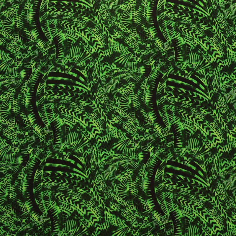 Traditional Polynesian Tattoo Design Fabric | Rayon Poplin