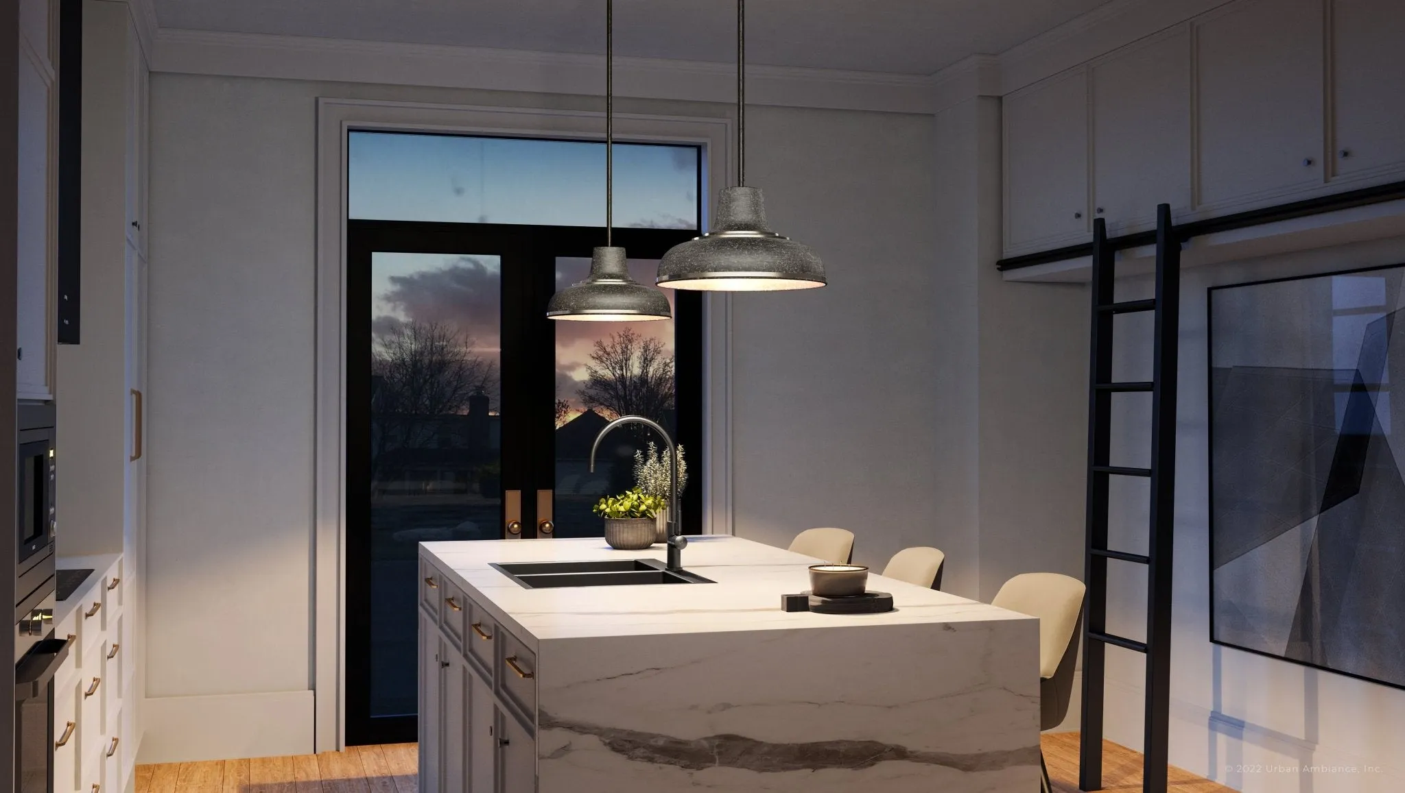 UEX2480 Urban Loft Pendant 9''H x 16''W, Polished Nickel & Sheen Gray Finish, Shelton Collection